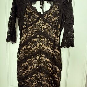 VENUS Black and Tan Lace Dress